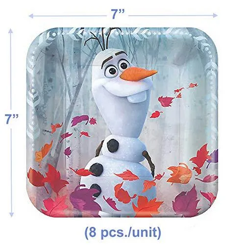 Frozen Party Supplies - Frozen II Metallic Paper Dessert Plates and Beverage Napkins (Serves 16)