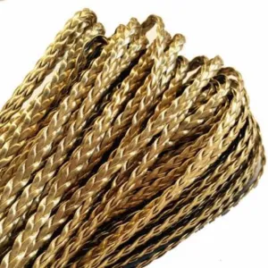 Gold Plastic Leather Braided Cord per metre