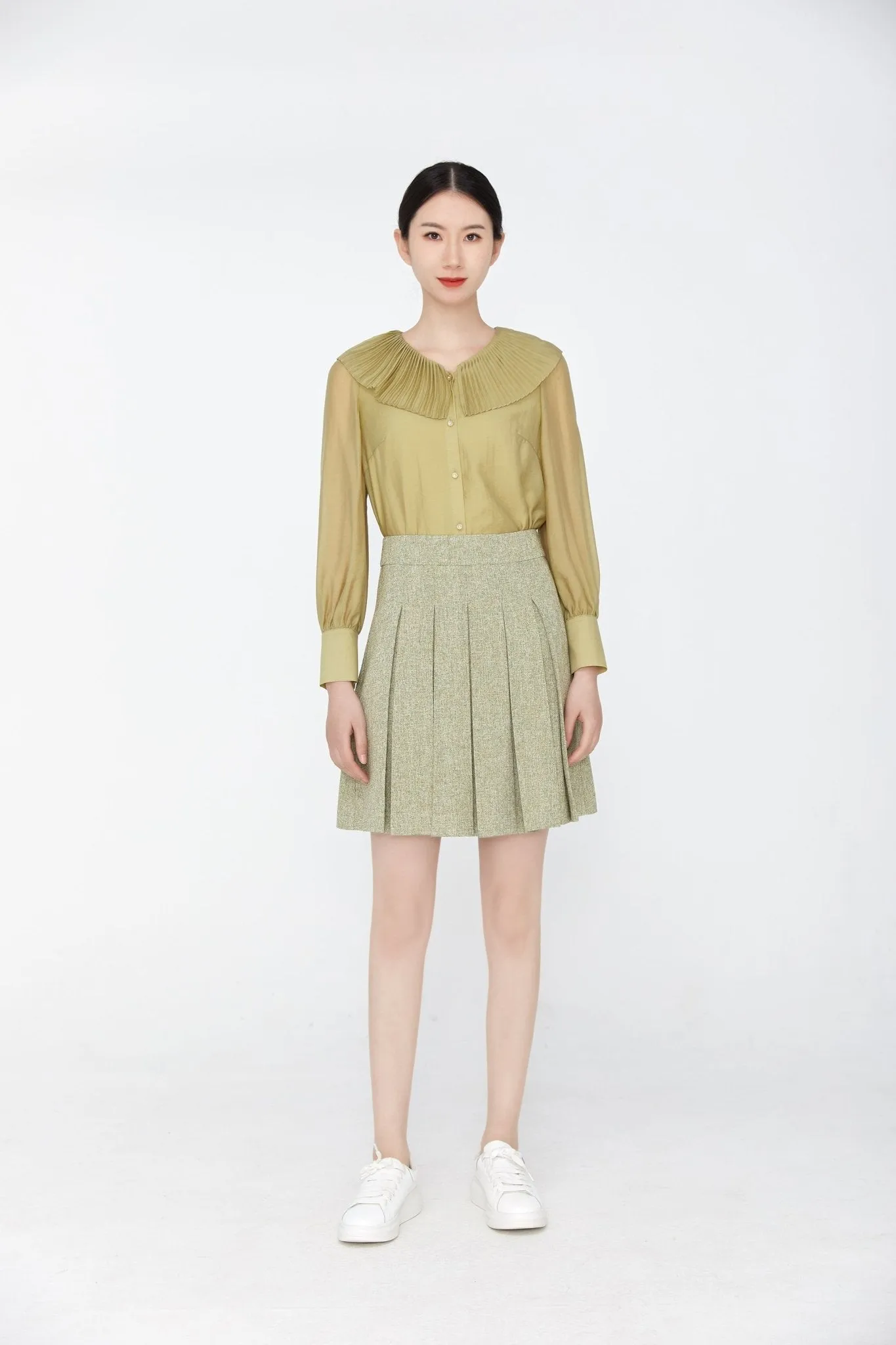 Grass Green Lyocell Women Blouses