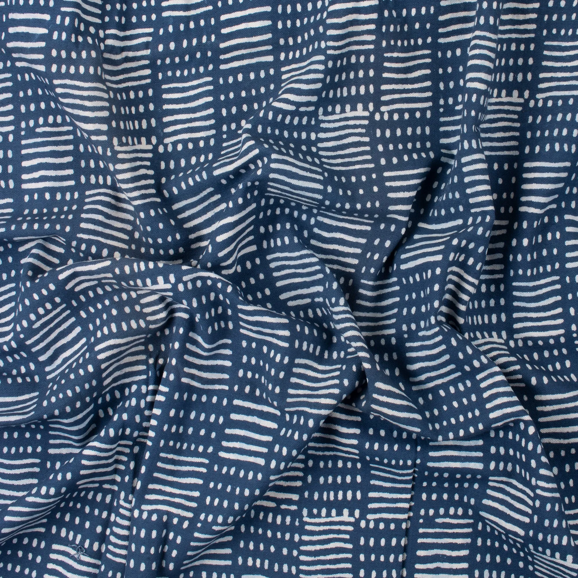 Handmade Indigo Blue Abstract Canvas Fabric