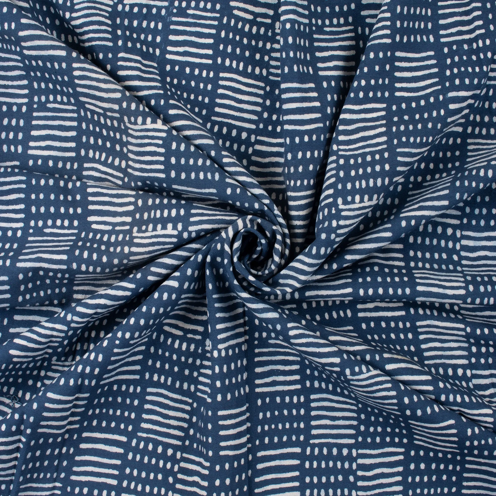 Handmade Indigo Blue Abstract Canvas Fabric