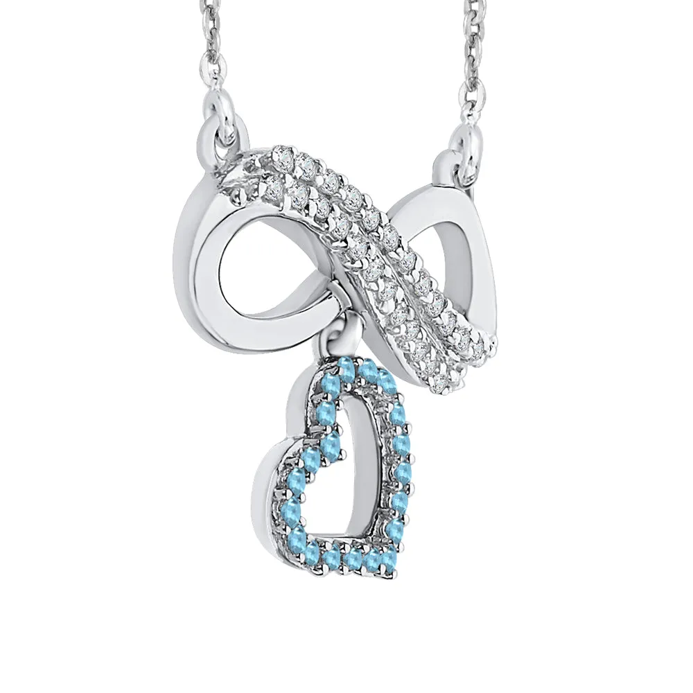 KATARINA Gemstone and Diamond Infinity Heart Pendant Necklace (1/6 cttw, G-H, I2-I3)