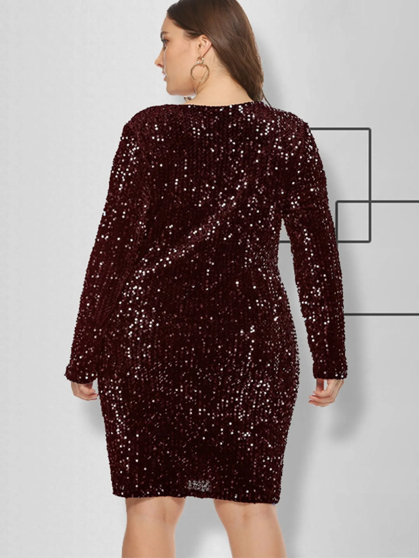 KittenAlarm - Plus Size Sequins Glitter Bodycon Dress