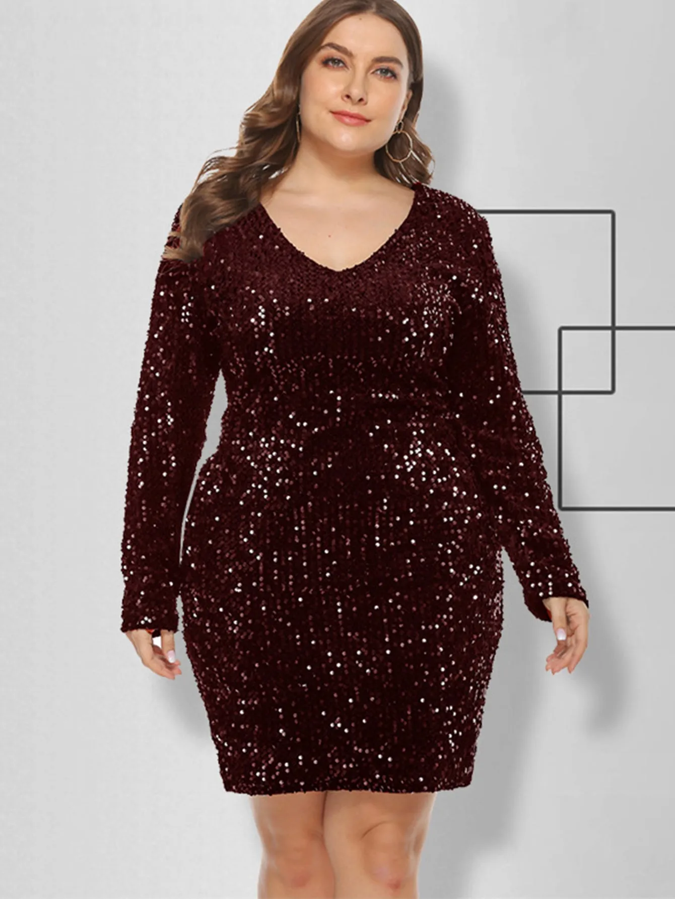 KittenAlarm - Plus Size Sequins Glitter Bodycon Dress