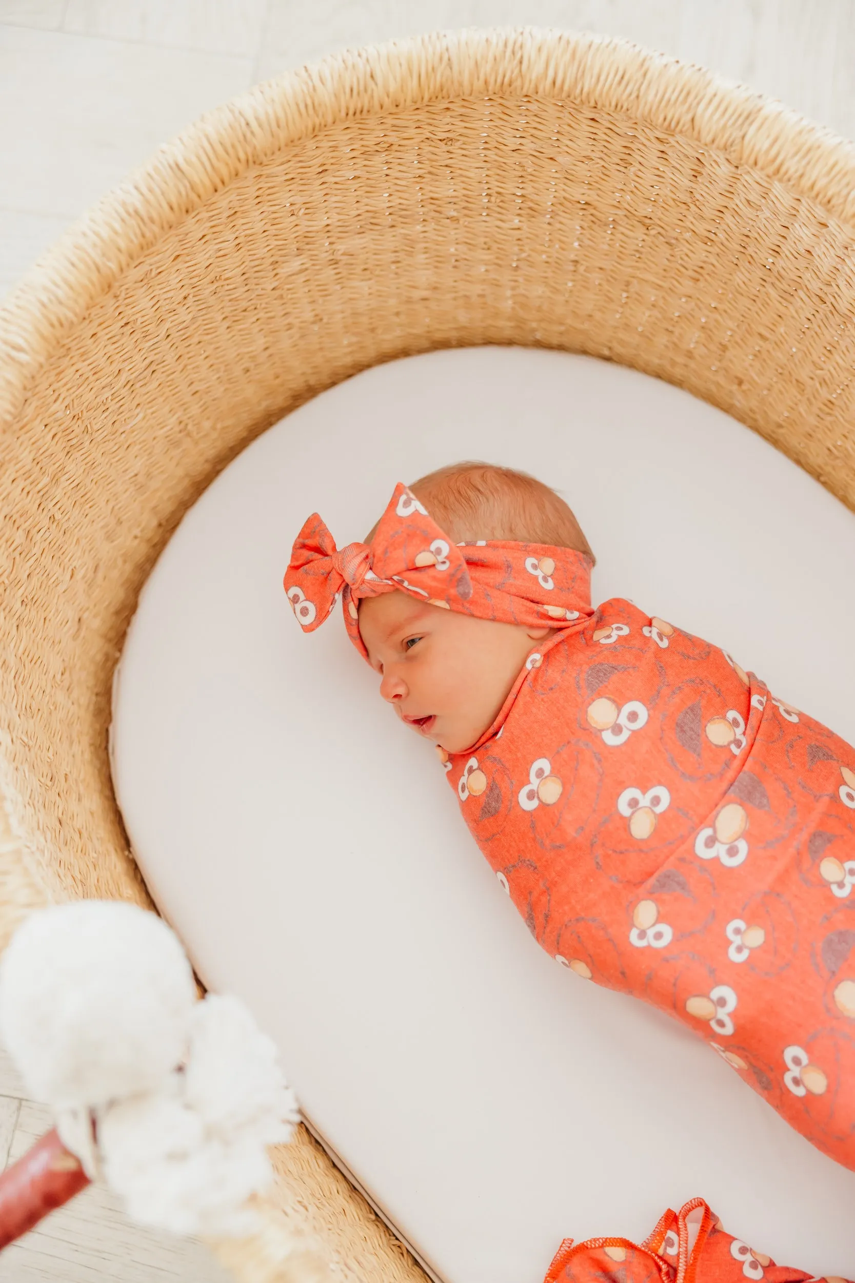 Knit Headband Bow - Elmo