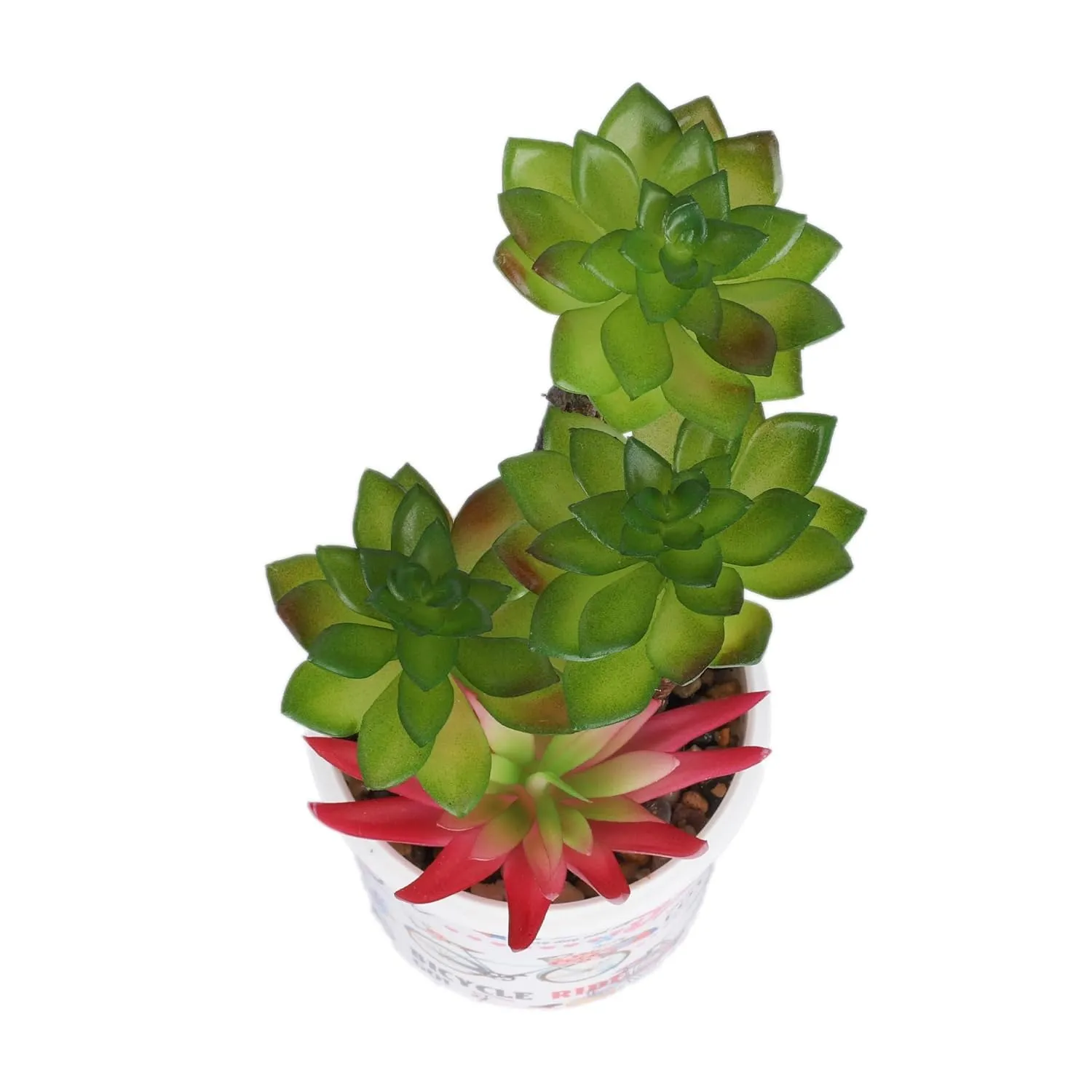 Kuber Industries Artificial Plants for Home D?cor|Natural Looking Indoor Fake Plants with Pot|Artificial Flowers for Decoration-Pack of 4 (Pink & Green)