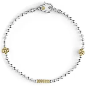 LAGOS Caviar Icon Beaded Bracelet in Sterling Silver and 18K Yellow Gold - Size Medium (7)