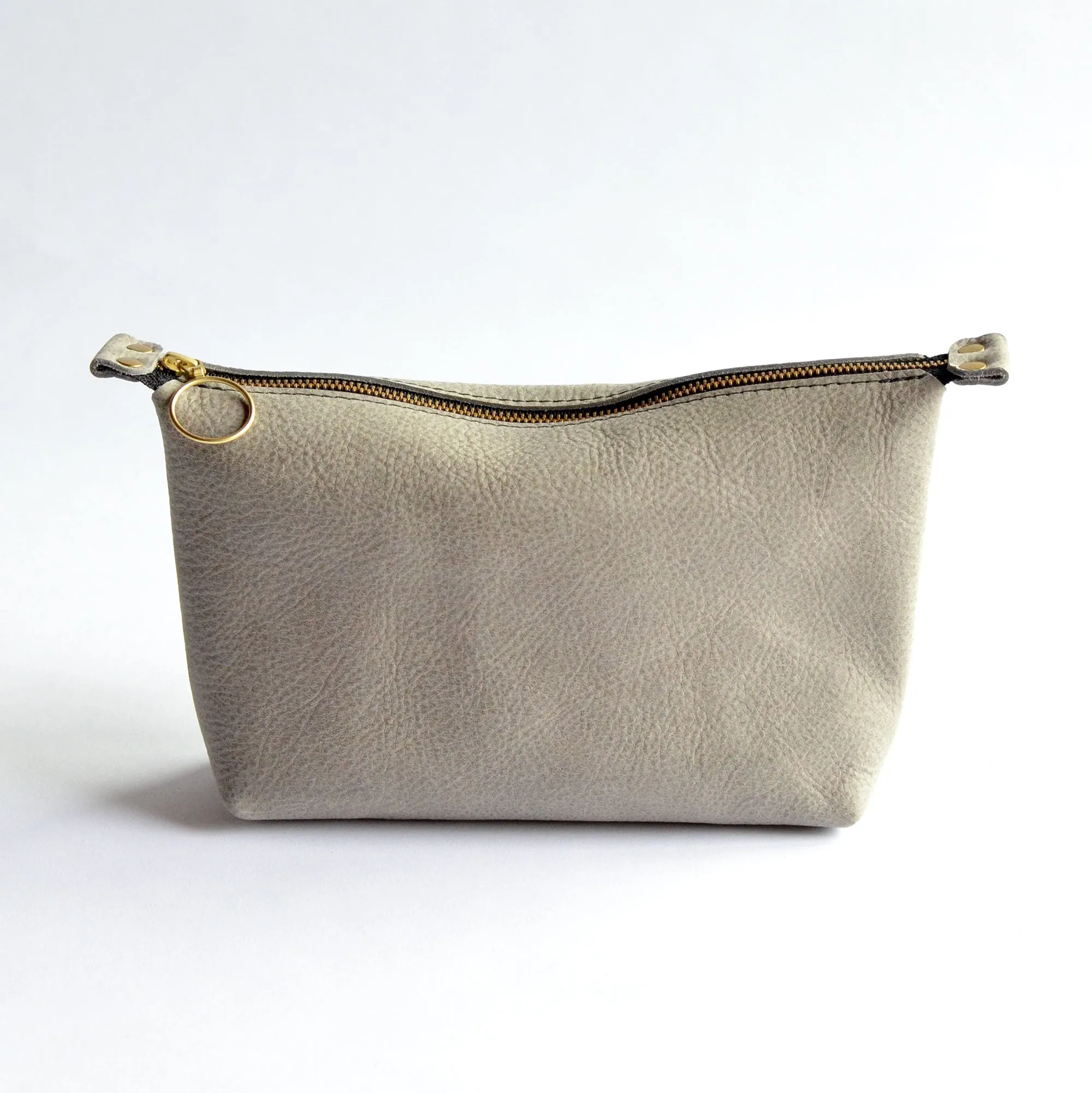 Large Zipper Pouch - Soft Pebbled Leather