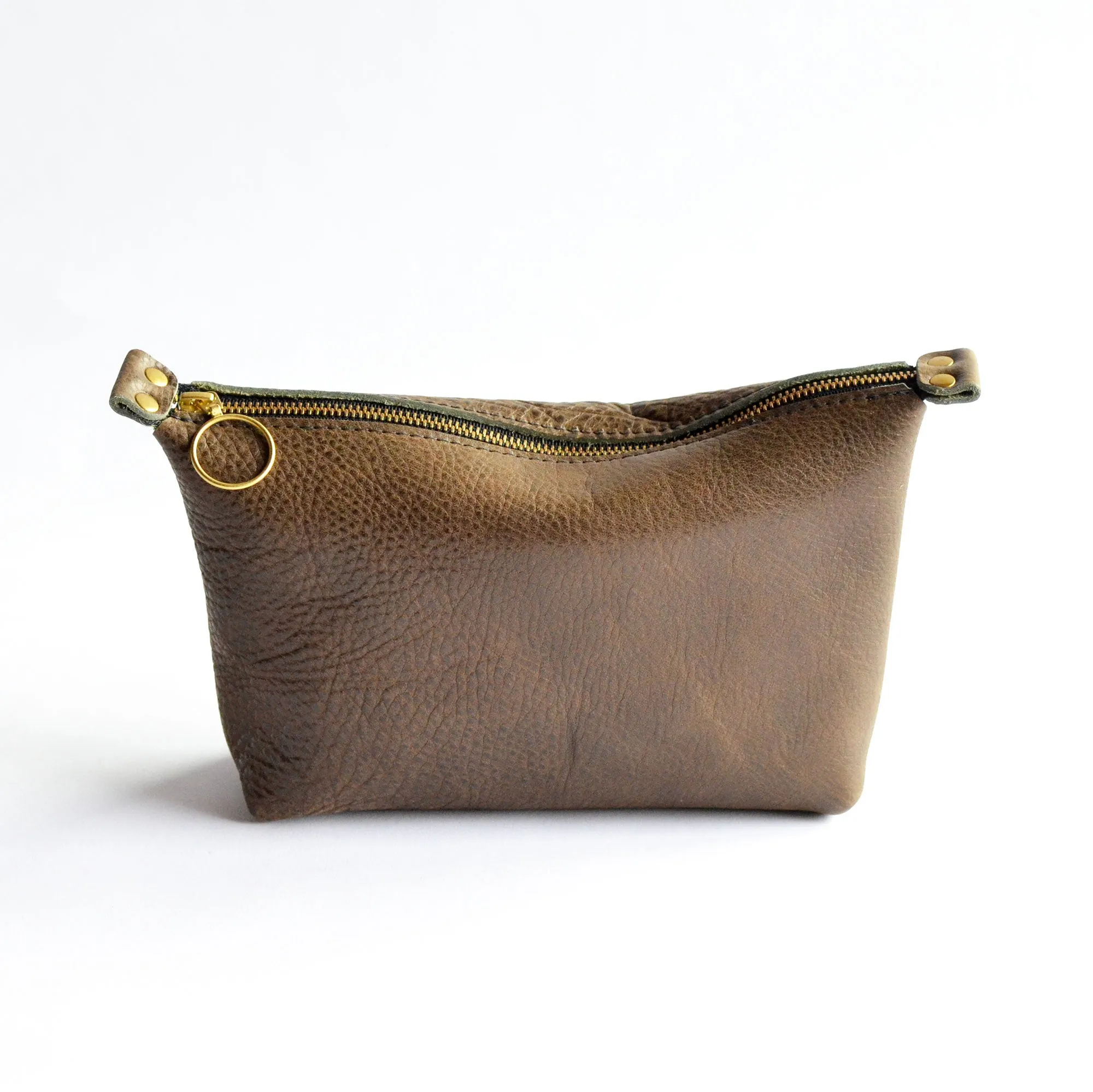 Large Zipper Pouch - Soft Pebbled Leather