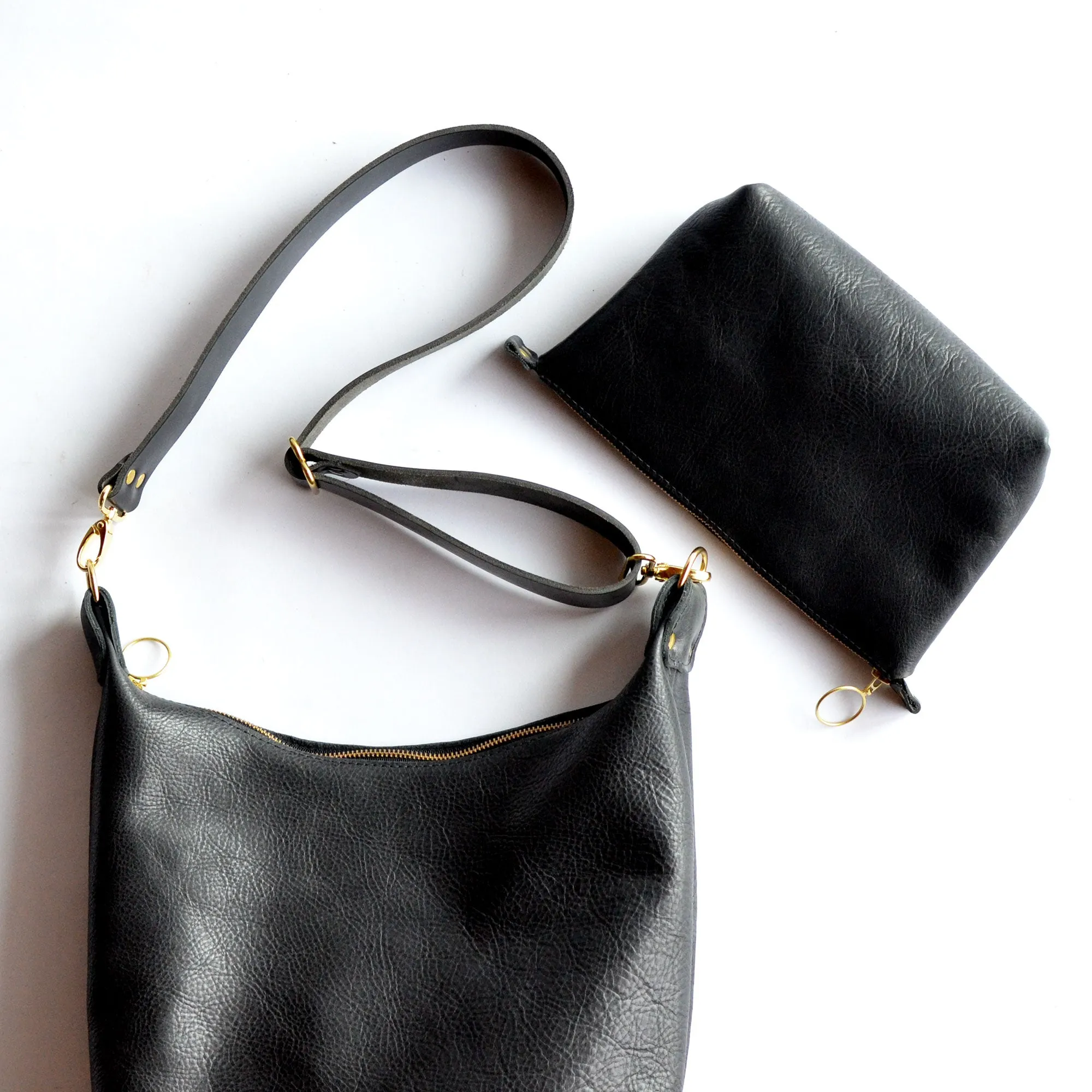 Large Zipper Pouch - Soft Pebbled Leather