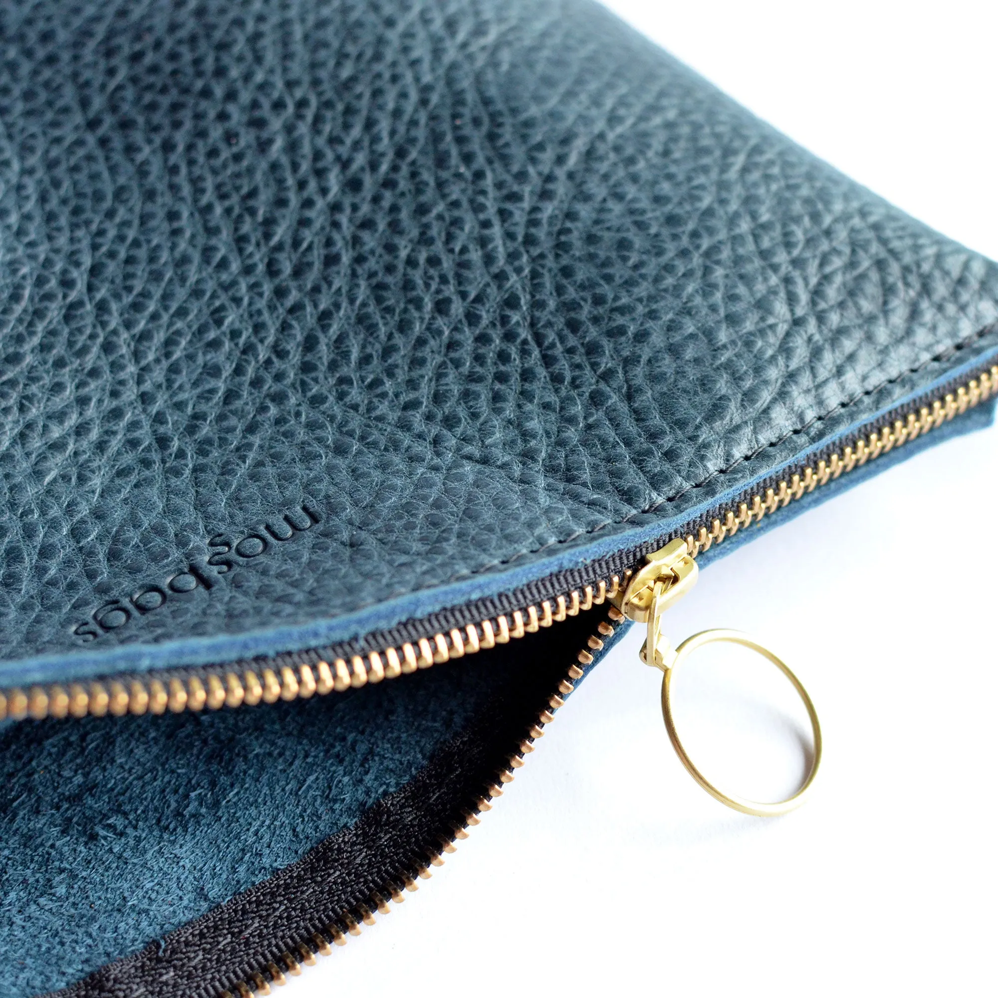 Large Zipper Pouch - Soft Pebbled Leather