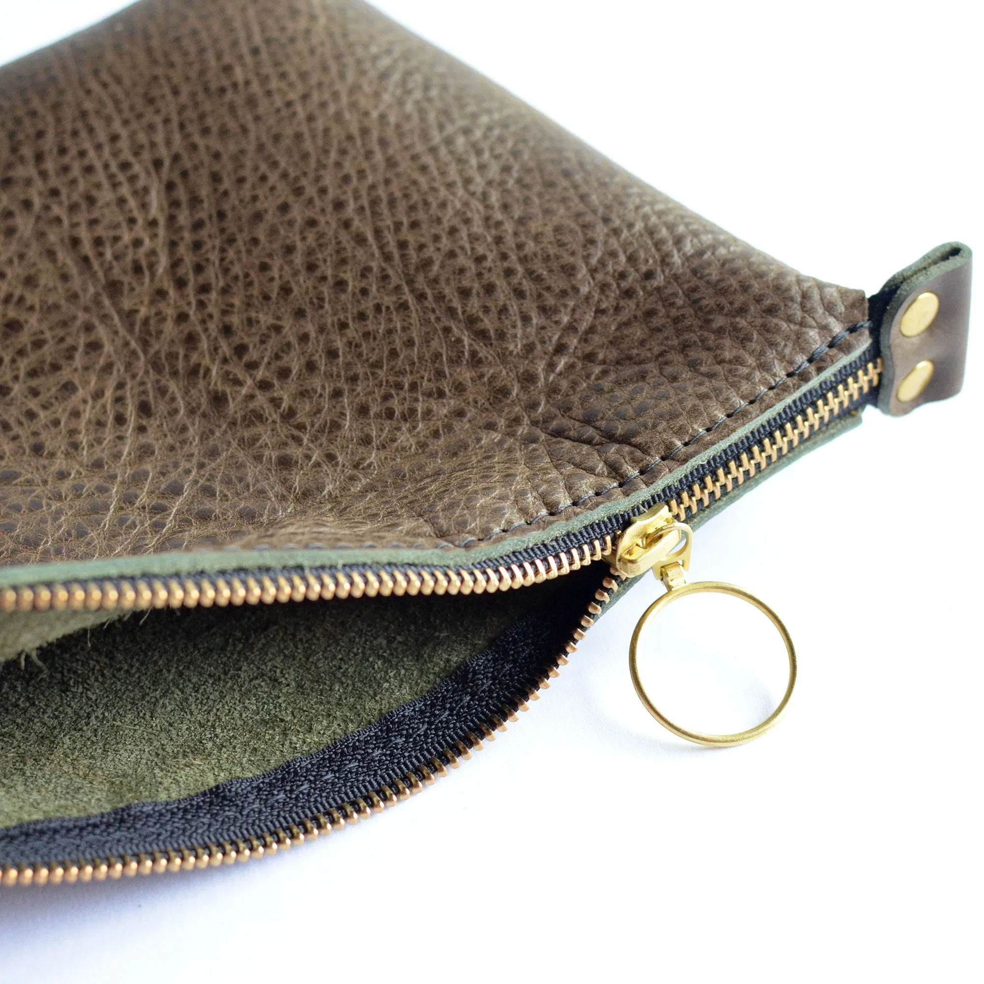 Large Zipper Pouch - Soft Pebbled Leather