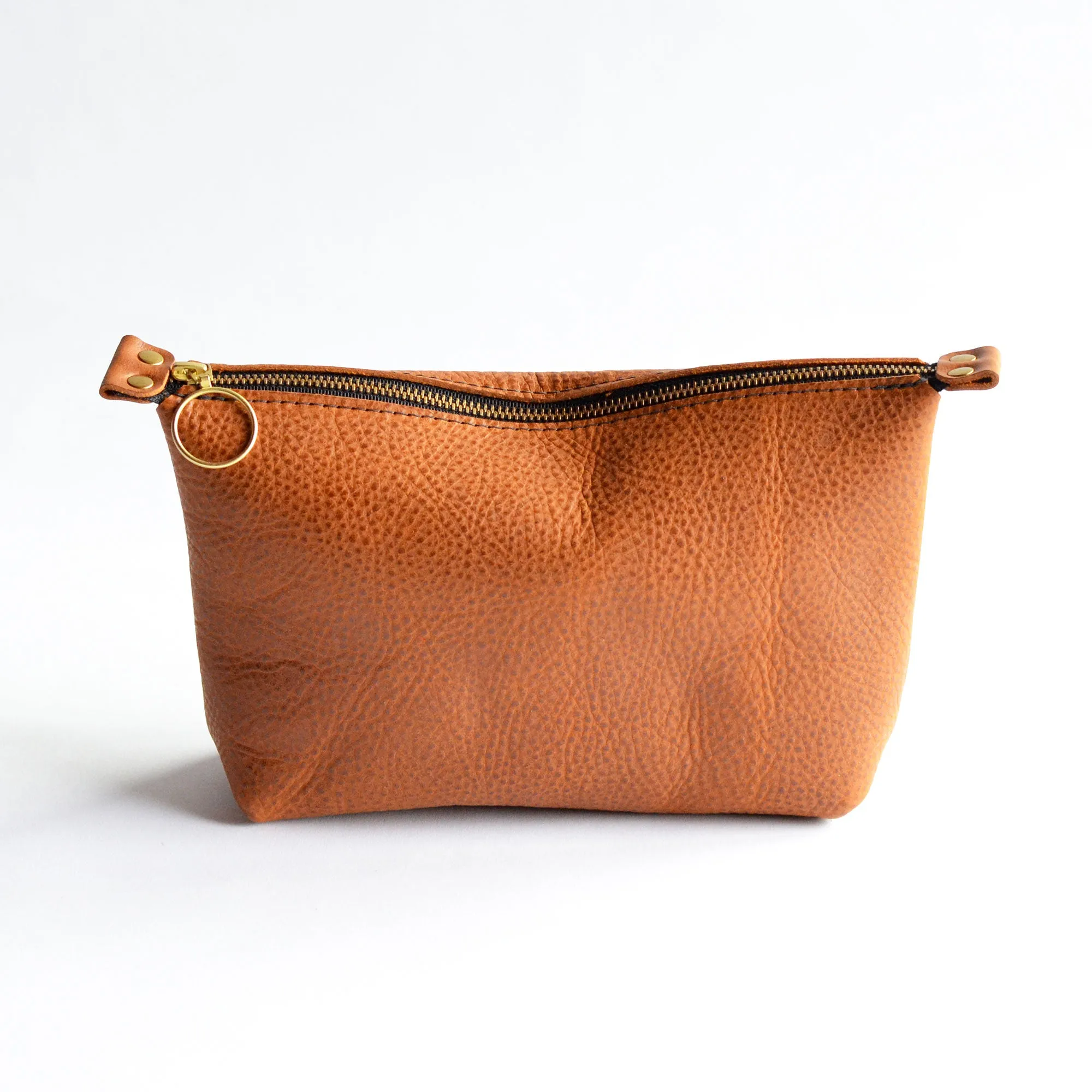 Large Zipper Pouch - Soft Pebbled Leather