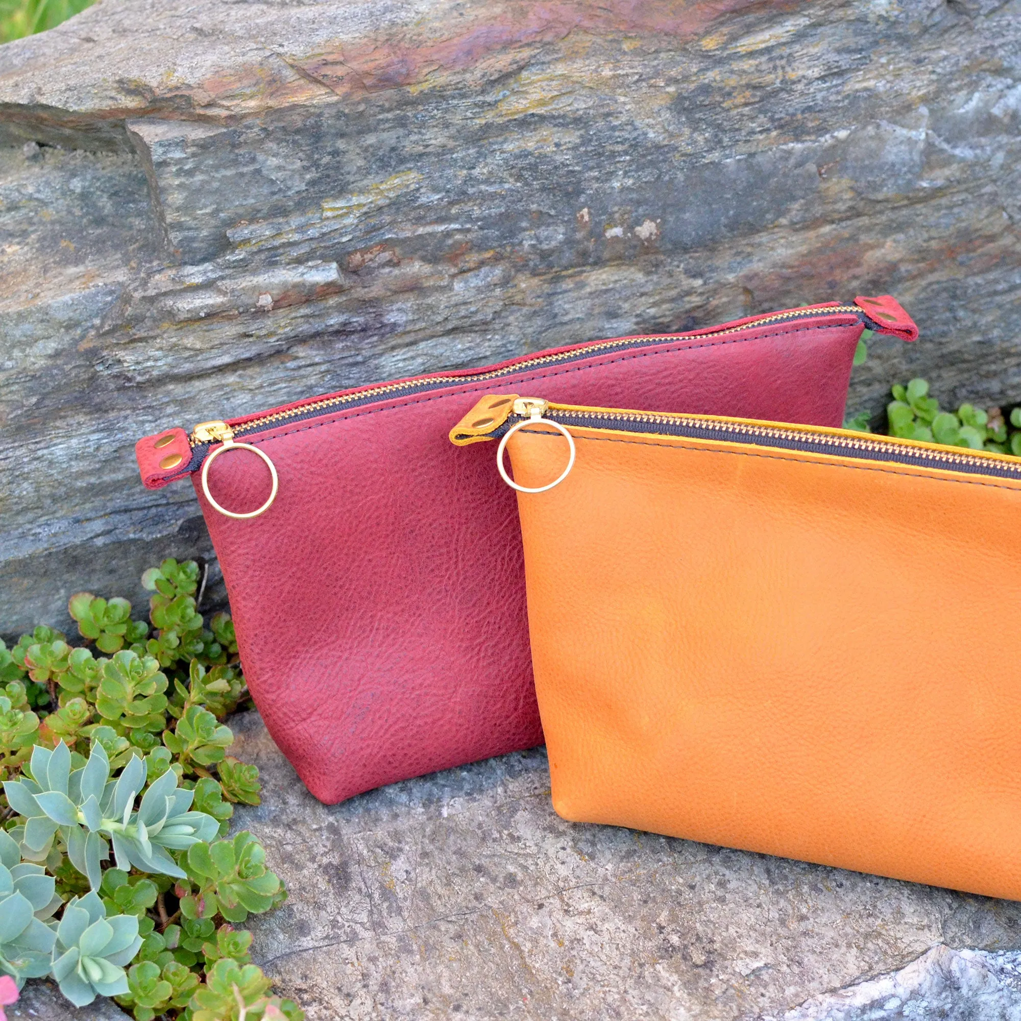 Large Zipper Pouch - Soft Pebbled Leather