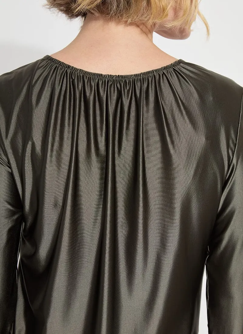 Larissa Satin Jersey Top | Pewter Green