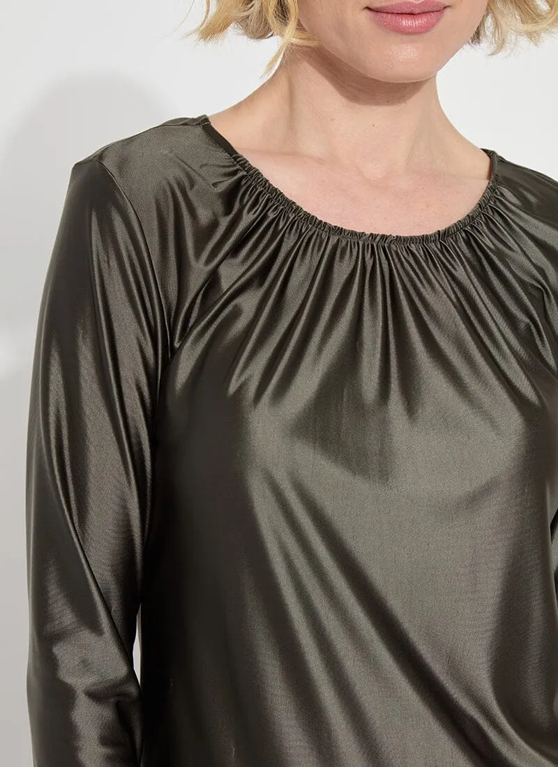 Larissa Satin Jersey Top | Pewter Green