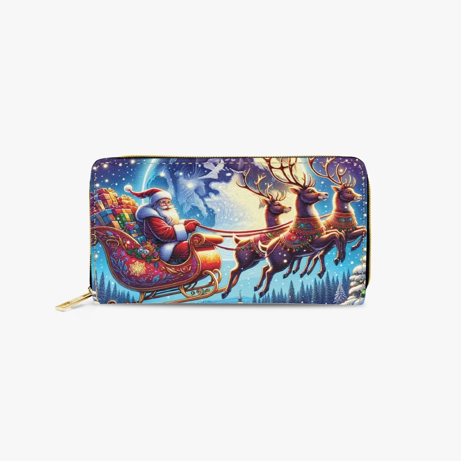 Long Type Zipper Purse - Christmas, Santa Sleigh