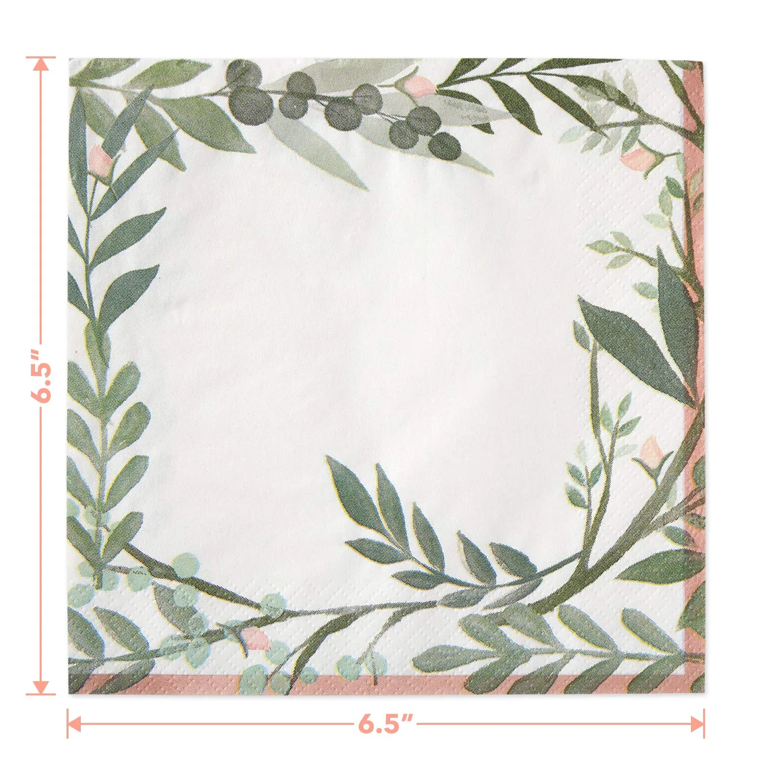 Love and Green Leaves Gold Metallic Square Bridal Dinner Plates and Luncheon Napkins (Serves 16)