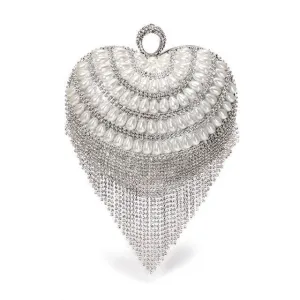 Luxy Moon Heart Design Women Clutches Diamonds Evening Bags With Tassel