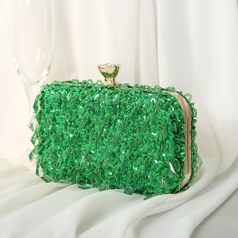 Luxy Moon Square Exquisite Beaded Sequin Evening Clutch