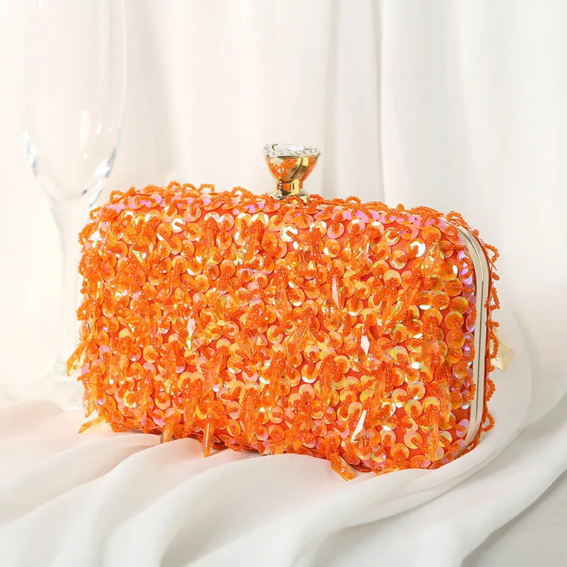 Luxy Moon Square Exquisite Beaded Sequin Evening Clutch