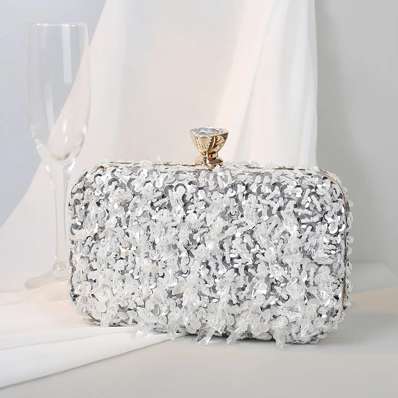 Luxy Moon Square Exquisite Beaded Sequin Evening Clutch