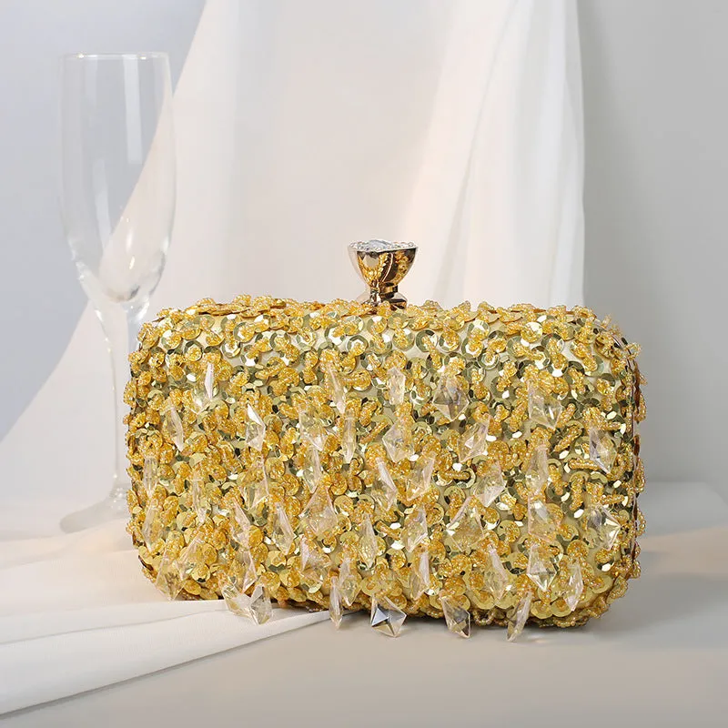 Luxy Moon Square Exquisite Beaded Sequin Evening Clutch