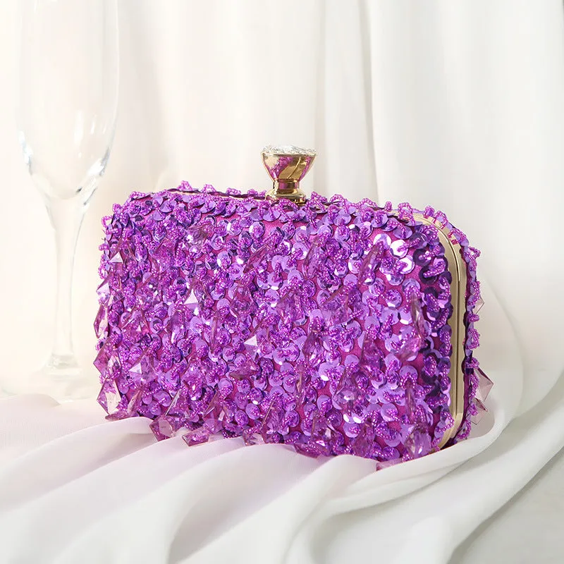 Luxy Moon Square Exquisite Beaded Sequin Evening Clutch