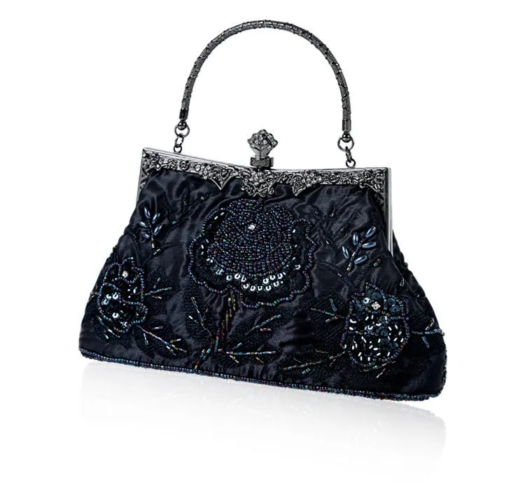 Luxy Moon Vintage Embroidered Sequined Evening Clutch