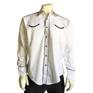 Men's Signature Solid White Western Shirt with Smile Pockets