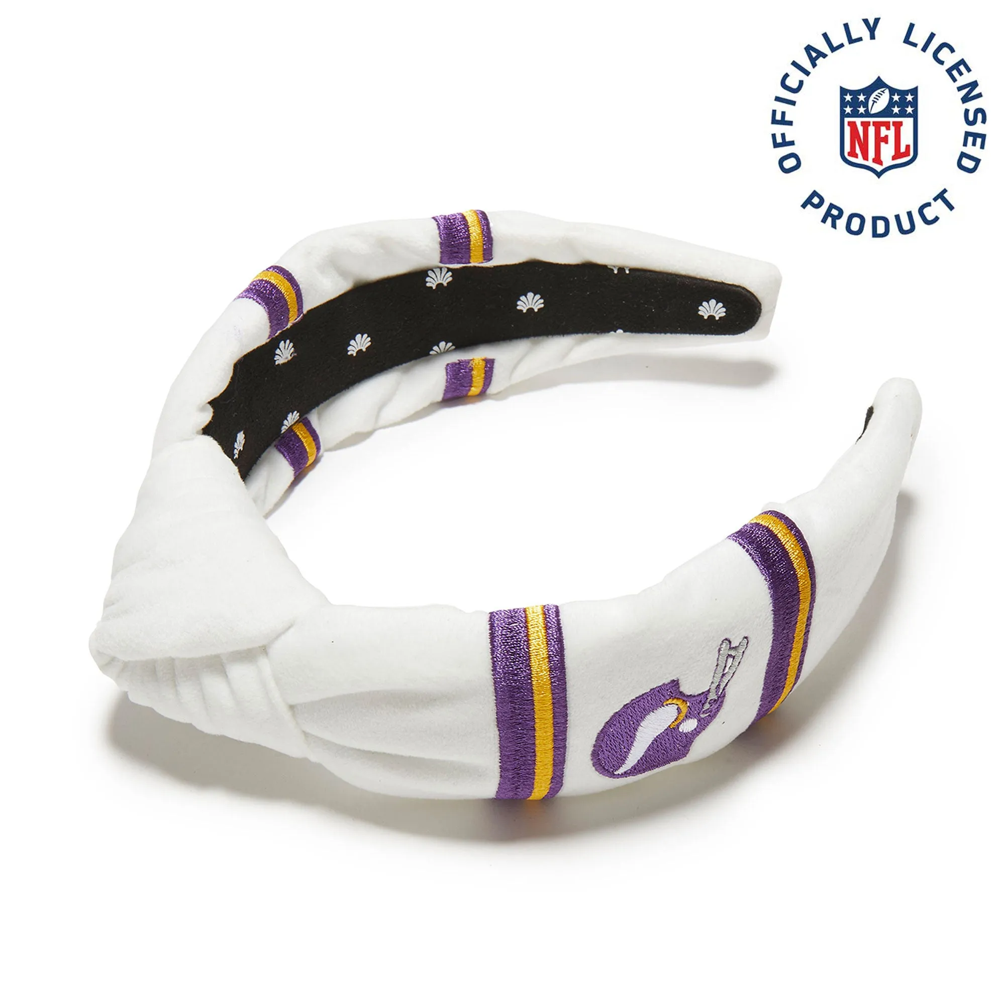 MINNESOTA VIKINGS LELE SADOUGHI X NFL IVORY EMBROIDERED KNOTTED HEADBAND