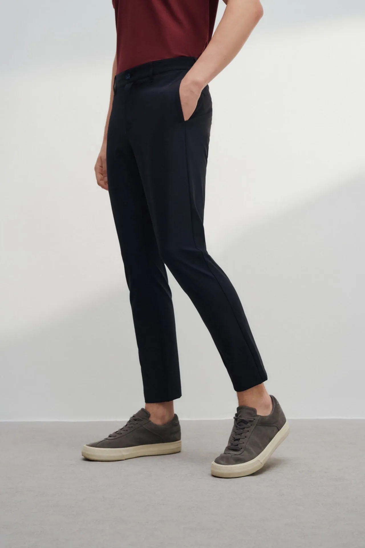 Multi-Way Stretch Slim Tapered Fit Casual Pants