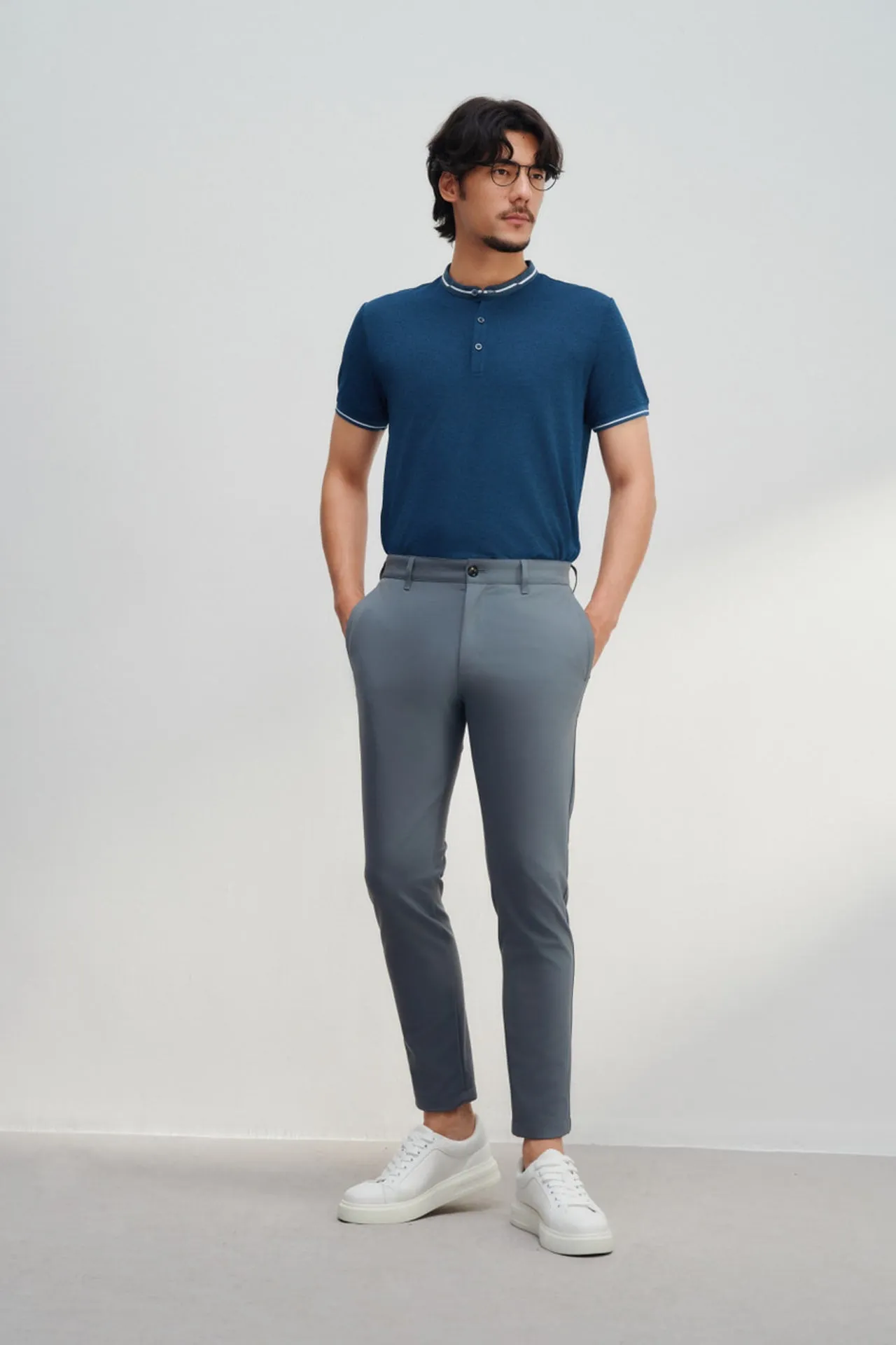 Multi-Way Stretch Slim Tapered Fit Casual Pants