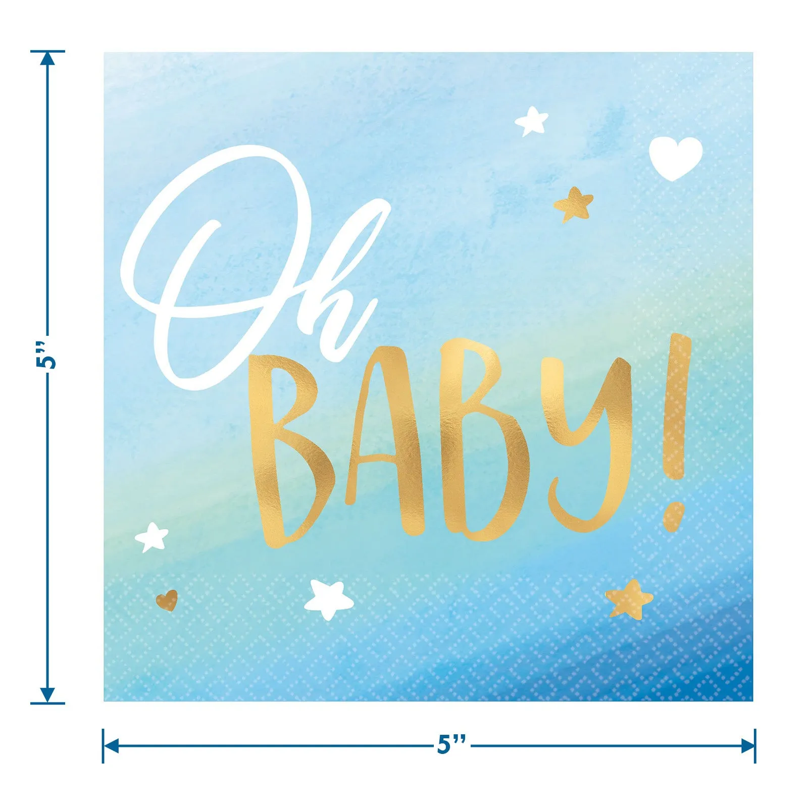 Oh Baby Blue & Metallic Gold Cloud Shaped Paper Dessert Plates and Beverage Napkins (Serves 16)