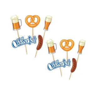 Oktoberfest Party Supplies 8 Piece Food or Cake Topper Assorted Party Decorations