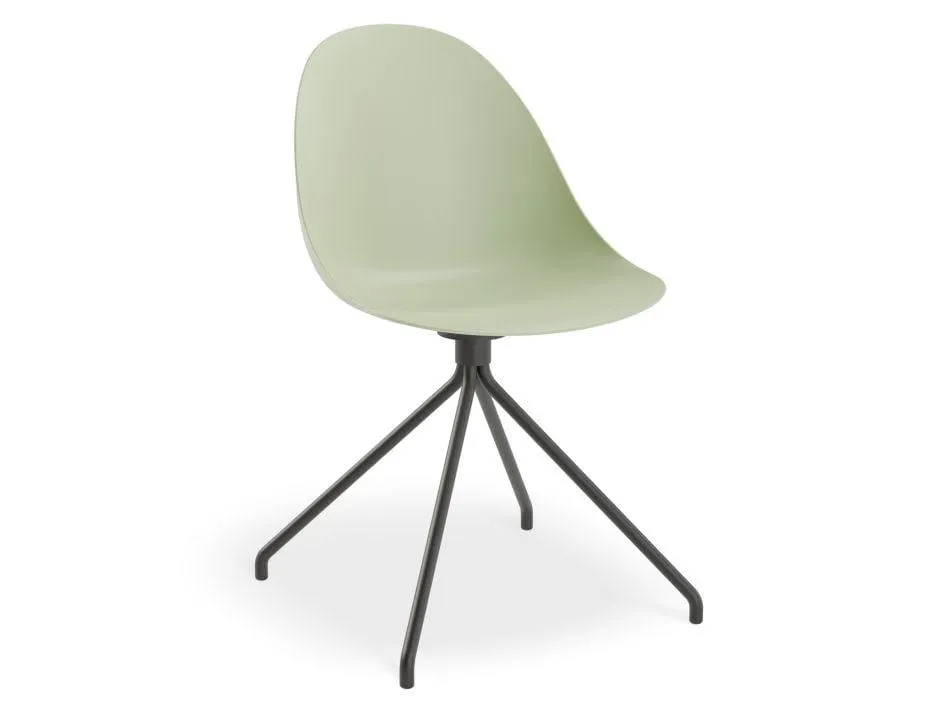 Pebble Chair Mint Green with Shell Seat - Sled Stackable Base - Black