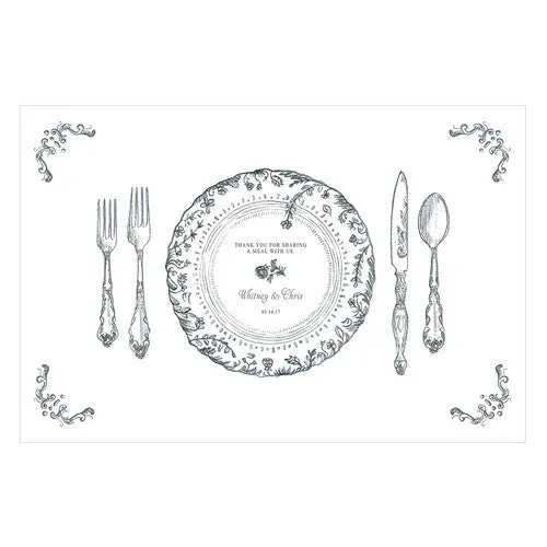 Personalized Antique Chic Paper Placemat Table Setting (Pack of 12)