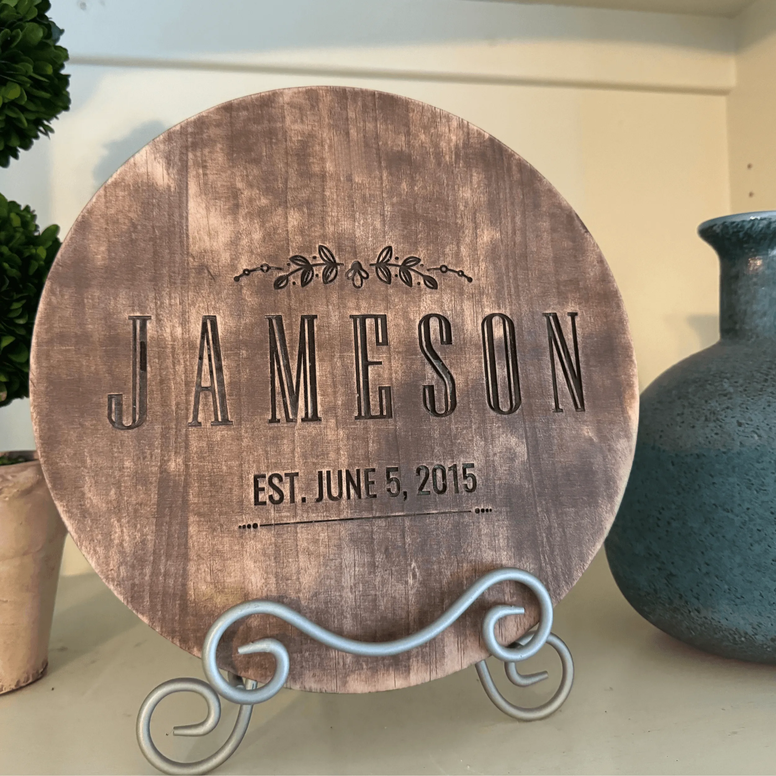 Personalized Wooden Lazy Susan for Dining Table with Round Turntable