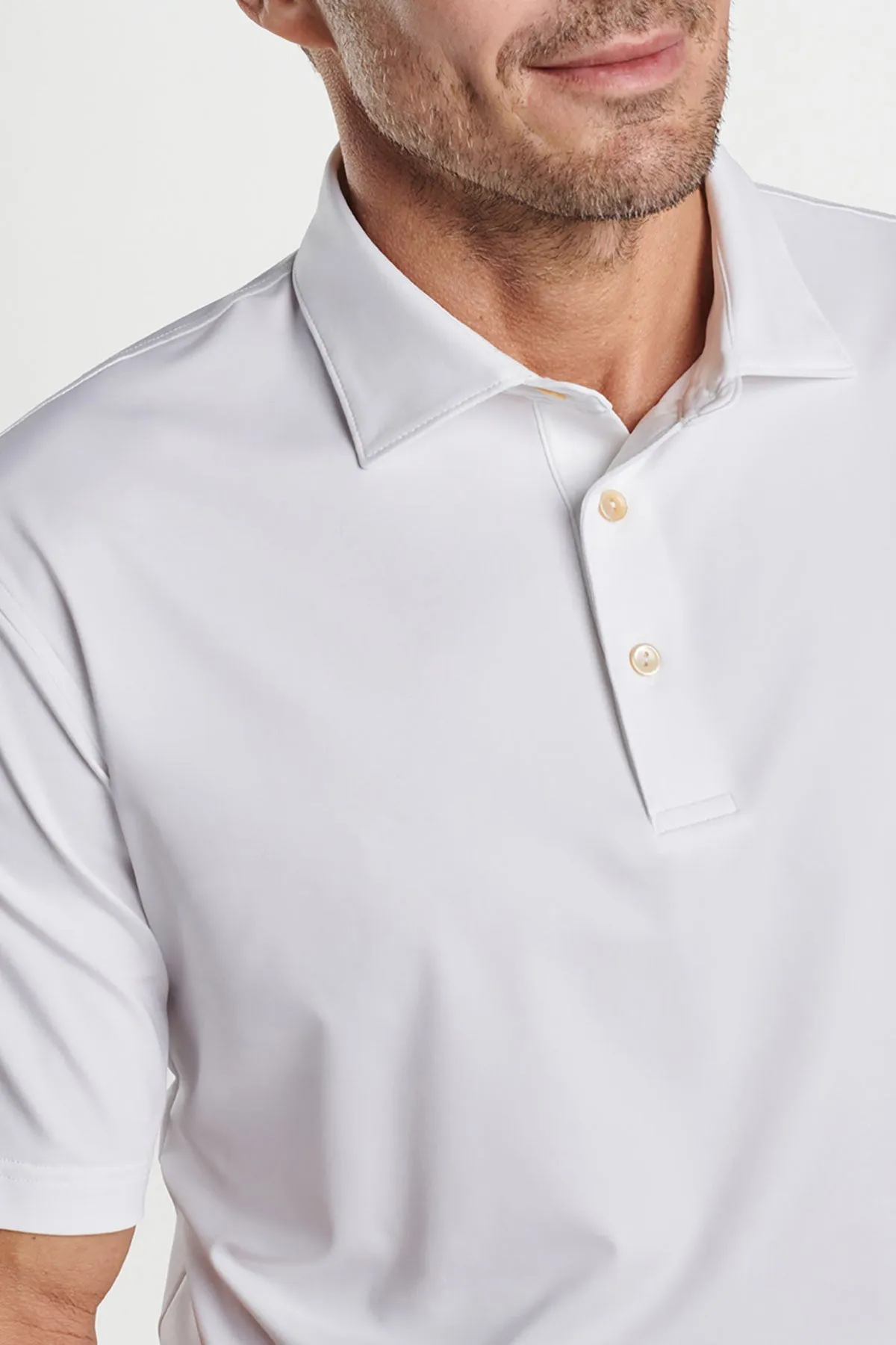 Peter Millar Performance Self Collar Polo, White [GuidePoint Security]