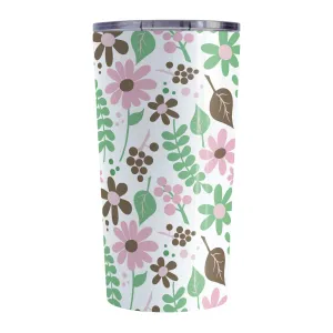 Pink Green Brown Floral Pattern Tumbler Cup