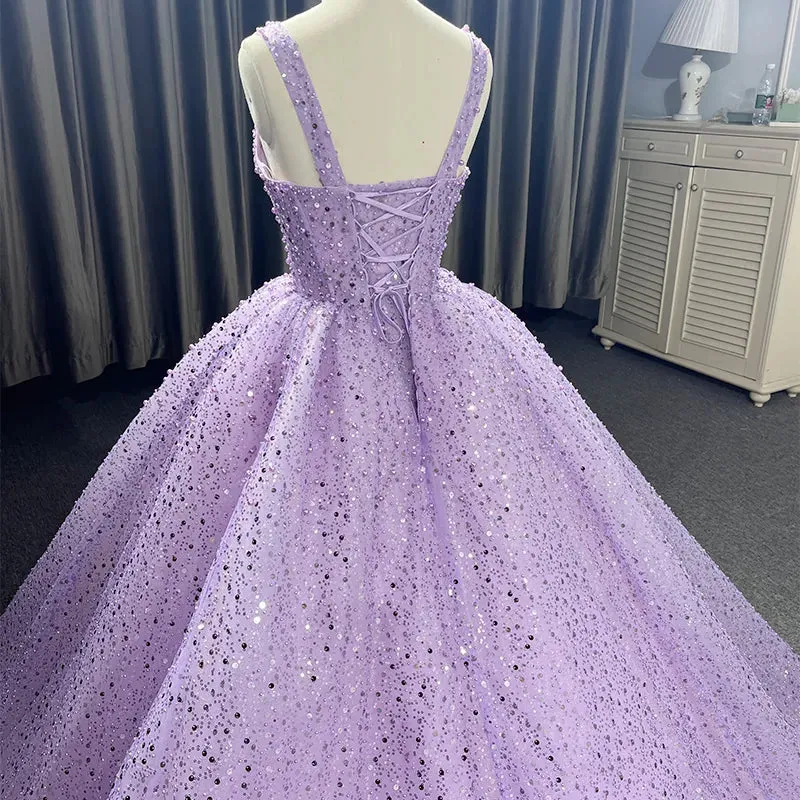 Purple Sweetheart Sequined Evening Party Dress