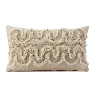 Rurban Divine Shreded Geo Digital Printed and Hand Embroidered 100% Cotton Grey Cushion Cover