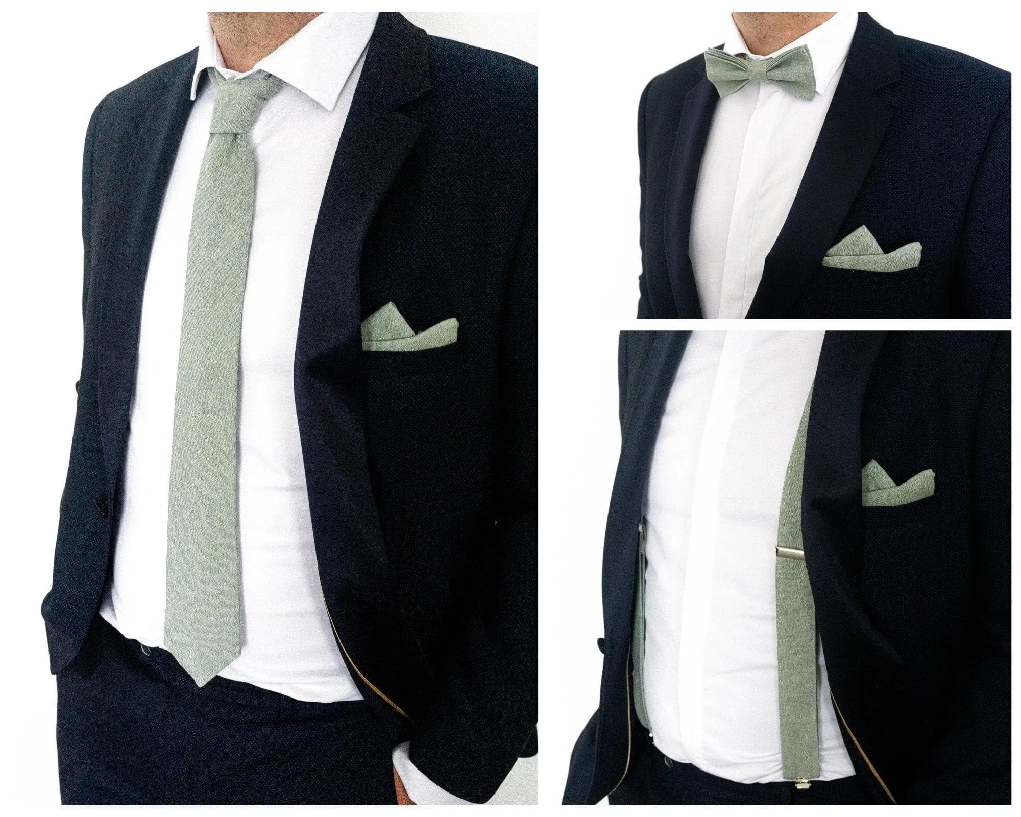 Sage Green Bow Tie and Suspenders for Boys