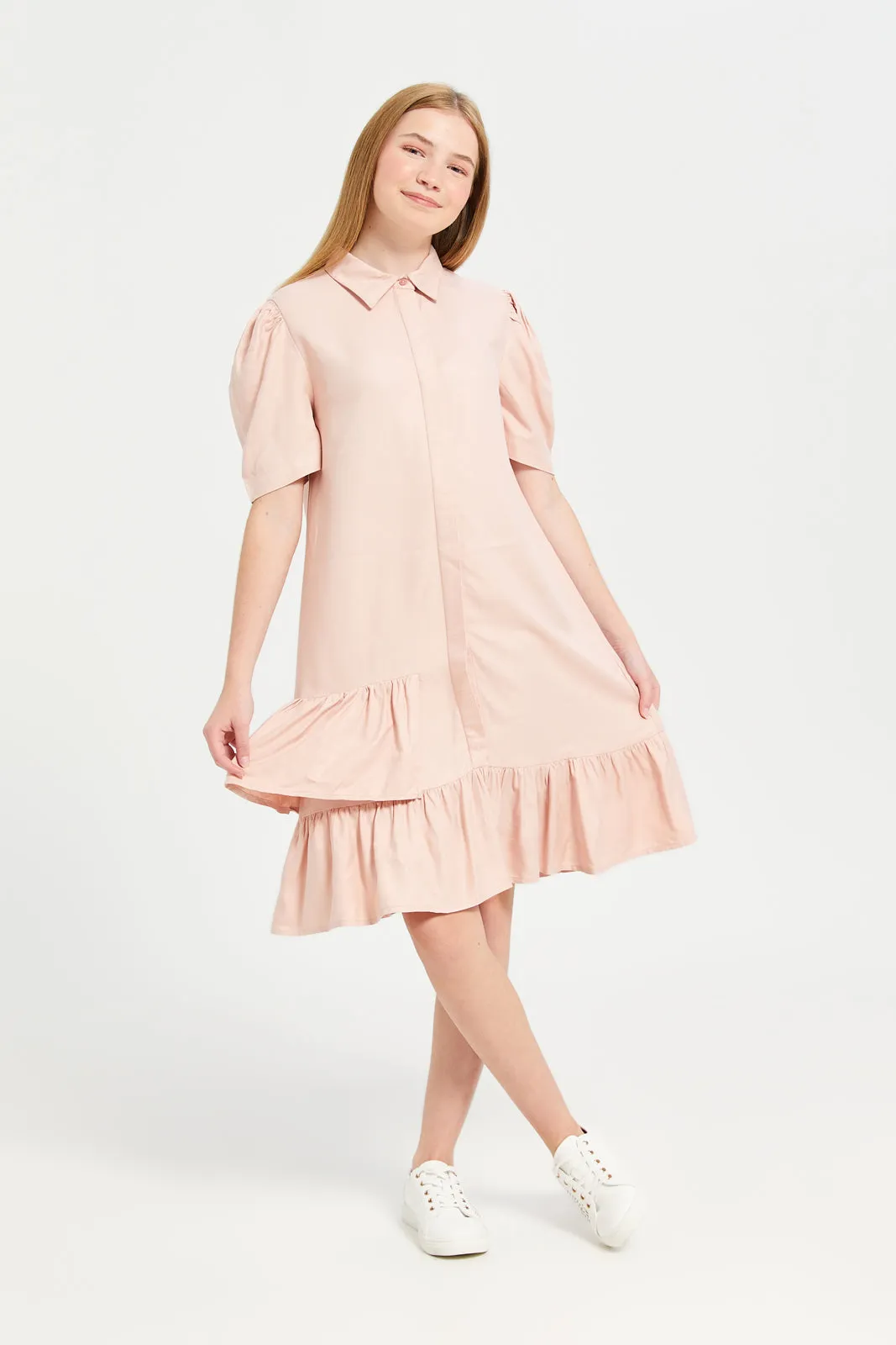 Senior Girls Pink Shirt Dress