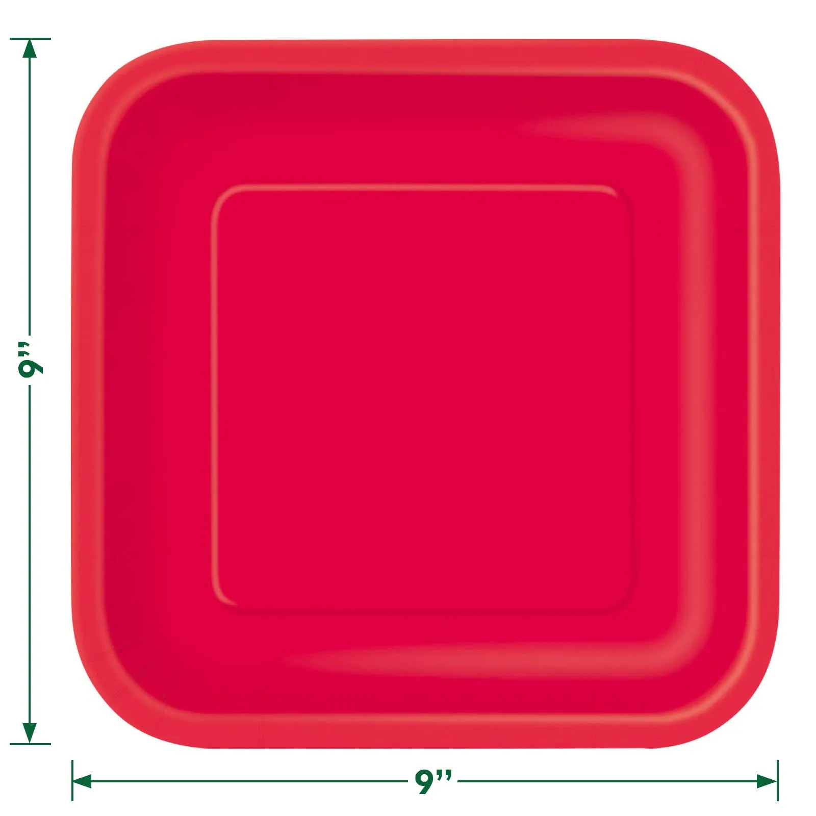 Solid Ruby Red Square Paper Dinner Plates and Lunch Napkins (Serves 14)