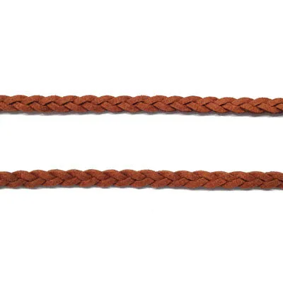 Suede Faux Leather Braided Plait Cord per metre - Brown