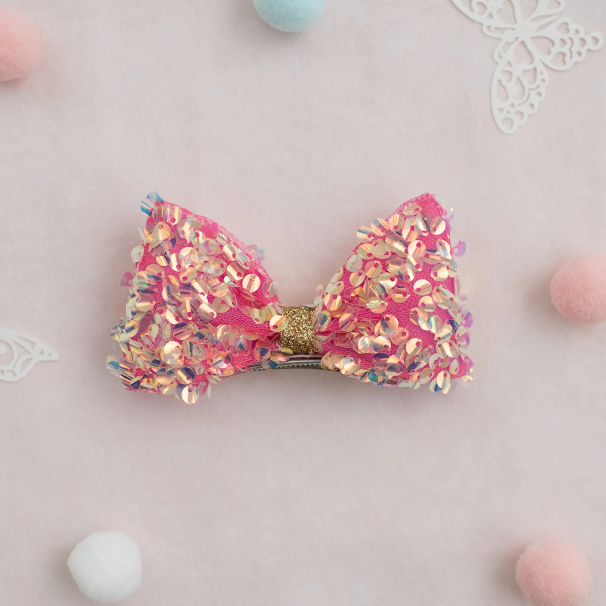 Summer Crystal Sparkling Large Sequins Bow Hair Clip