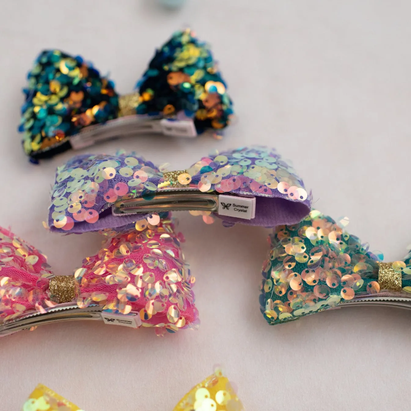 Summer Crystal Sparkling Large Sequins Bow Hair Clip