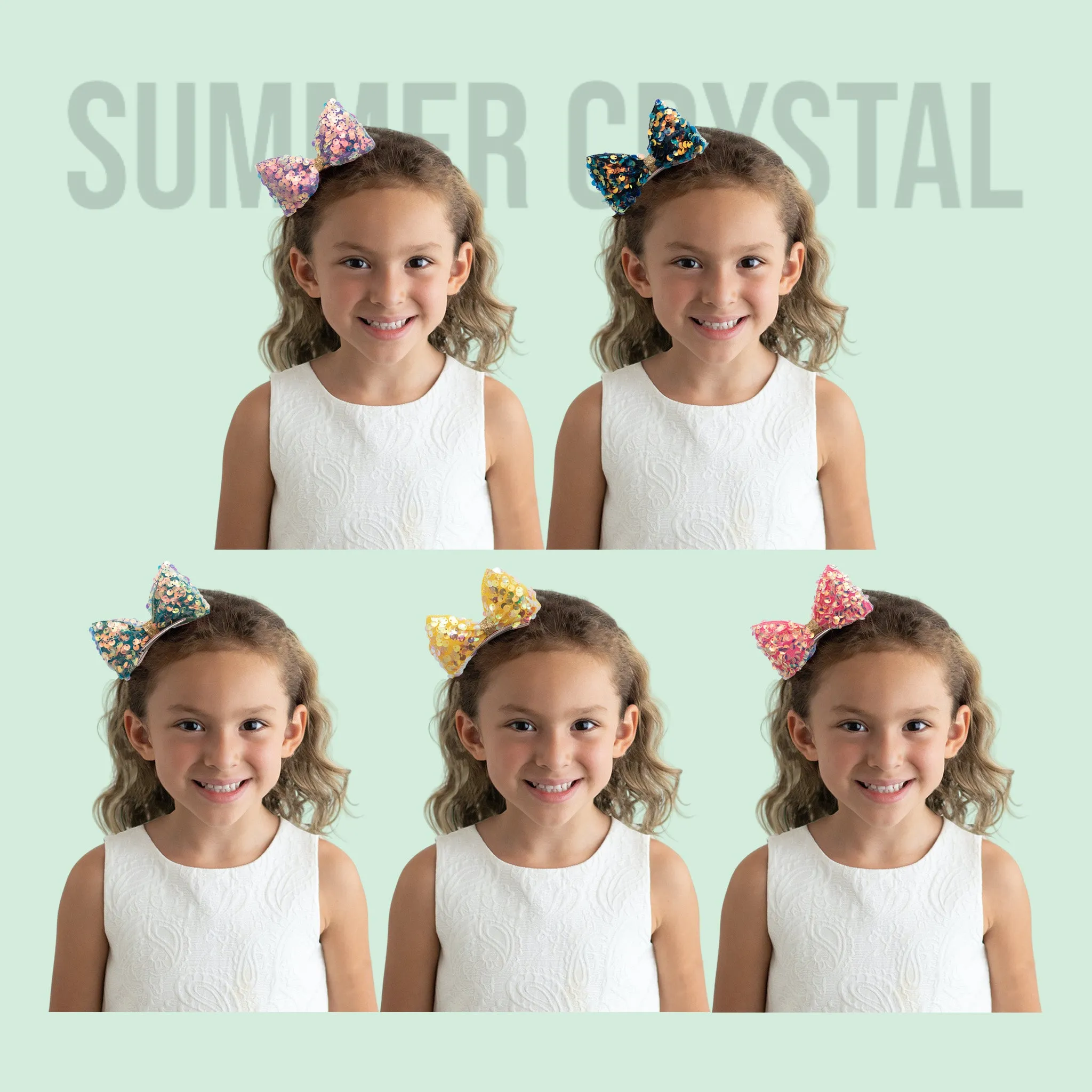 Summer Crystal Sparkling Large Sequins Bow Hair Clip