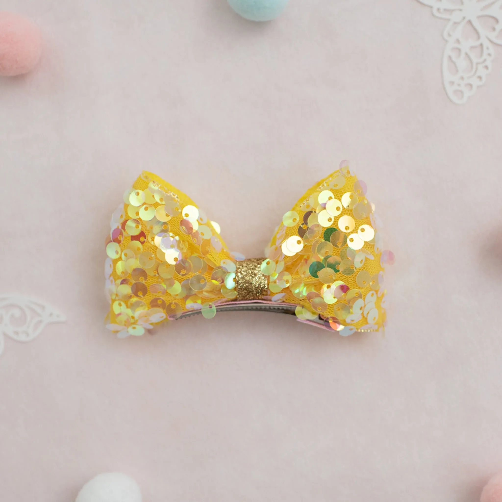 Summer Crystal Sparkling Large Sequins Bow Hair Clip